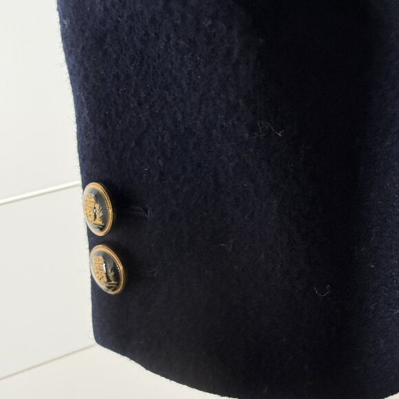 Liz Claiborne Vintage Navy Double Breasted Blazer Wool & Cashmere Sz Petite 4 - Picture 6 of 10